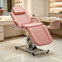 Table de massage faciale hydraulique rose moderne en PU, lit de beauté inclinable réglable pour salon, spa, barbier