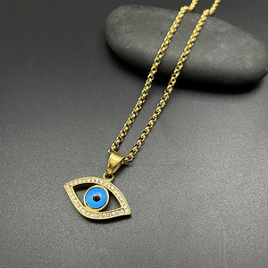 פטינגה אופנה טורקית בסגנון טורקית שרשרת תליון עיניים מרושעת תליון קסם מצופה זהב לנשים - Product Image 4