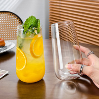 Groothandel OEM Borosilicaat Glazen Bekers Modern Minimalistisch Design Transparante Highball Glazen Tumbler voor Thuisgebruik Fruitthee Leverancier
