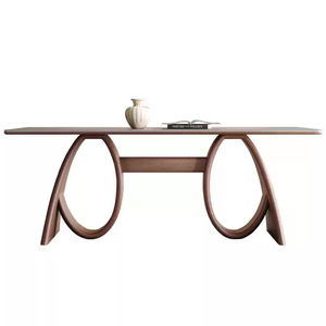 Tavolo da pranzo in stile medievale retrò francese in legno massello noce italiano minimalista Rock Board Design per mobili da sala da pranzo - Product Image 6