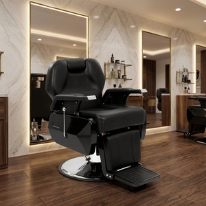 WOODENJOY Silla de Estilista Económica Reclinable de Cuero Negro Hidráulica con Reposacabezas Cómodo para Peluquería y Salón de Belleza - Product Image 2