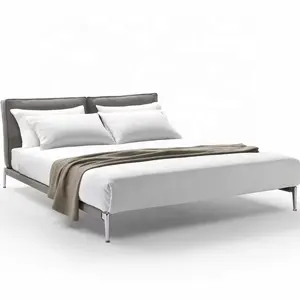 Итальянская деревянная кожаная кровать новейшего дизайна кровать размера «king-size» двуспальная кровать для современной мебели для спальни