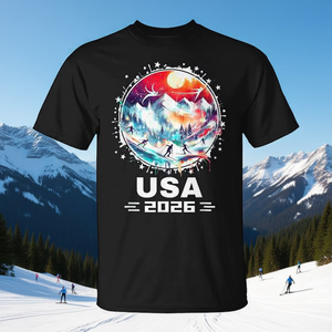 Camiseta del Equipo de Deportes de Invierno de EE. UU. 2026, Negra, Unisex, Ropa Promocional - Product Image 3