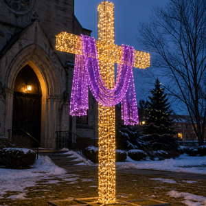 Luces Navideñas con Motivo de Cruz de Jesús para Decoraciones Navideñas de Exterior - Product Image 1