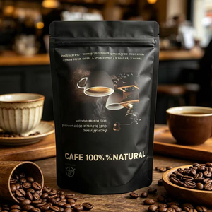 Custom Printed Food Bag Black Matte Pouches With Gold Print For Coffee Powder Packaging - Product Image 4