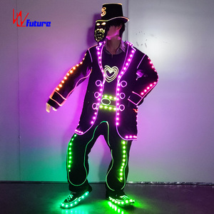 <span class=keywords><strong>Costume</strong></span> lumineux de danse à barbe à LED fluorescente pour hommes unisexe avec fibre optique pour costumes de danse - Product Image 4