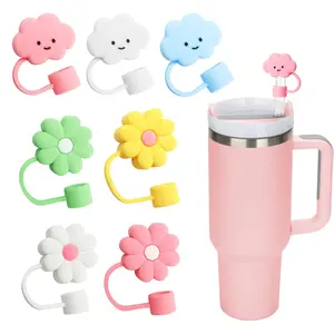 10mm Cute Cloud Flower Silicone Drinking Straw Cover Top Cap Stanley Cup Accessories Bulk Straw Toppers For Tumblers Wholesale