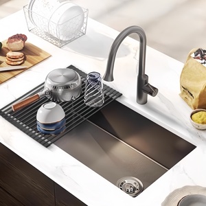 อ่างล้างจานสเตนเลสแบบฝังใต้เคาน์เตอร์ขนาดใหญ่ หนาพิเศษ ลายนูน ทำมือ นาโน ลดราคา - Product Image 1