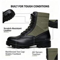 Bottes tactiques en cuir véritable avec semelle extérieure en caoutchouc et doublure en mesh