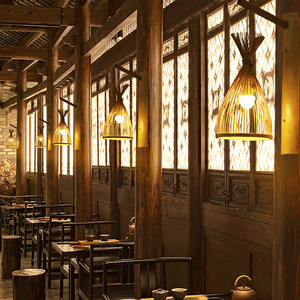 Lampe murale en bambou de style chinois, Source de lumière Led E27, pour escalier, salle de thé, restaurant, hôtel, chambre à coucher, éclairage de chevet - Product Image 2