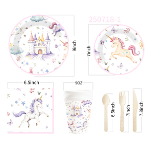 Decoraciones de Cumpleaños de Unicornio DAMAI, Plato de Papel con Diseño de Castillo y Unicornio, Vasos de Papel y Servilletas para Fiesta de Cumpleaños Infantil - Product Image 5