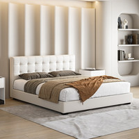 Lit double italien minimaliste moderne simple avec tiroirs et coffre de rangement en cuir véritable pour petit appartement, provenant du Jiangxi