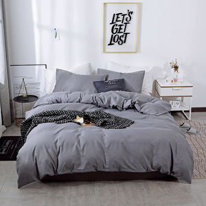 Housse <span class=keywords><strong>de</strong></span> couette, draps et couvre-lits en tissu brossé <span class=keywords><strong>de</strong></span> style moderne et simple, résistants à l'eau, 300 fils, couleur unie, best-seller - Product Image 5