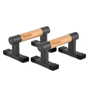 Wood Push Up Bars Parallettes Bars Anti-slip Handstand Bars For Calisthenics Fitness Floor Workouts Solid Wood With Sturdy Metal