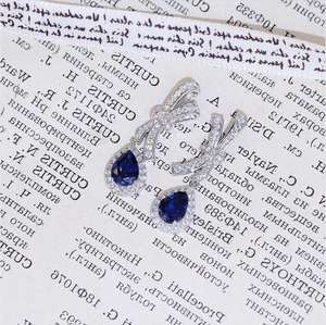 Pendientes de Plata y Oro con Forma de Bola de Zafiro, Regalo para Amigas - Product Image 3