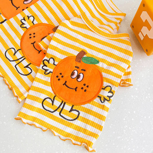 Pet <b>Clothes</b> Yellow Striped Mandarin Orange Design Cute Two Legged Garment <b>For</b> <b>Cats</b> And Dogs - Product Image 3