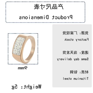 yunnique Rose Gold <b>Titanium</b> Steel Rectangular <b>Ring</b> With Pave Set White Stones Women's Fashion Jewelry Party Accessory - Product Image 2