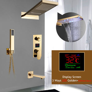 Ensemble <span class=keywords><strong>de</strong></span> robinet <span class=keywords><strong>de</strong></span> <span class=keywords><strong>douche</strong></span> <span class=keywords><strong>de</strong></span> salle <span class=keywords><strong>de</strong></span> bain luxueux pluie/cascade pommeau <span class=keywords><strong>de</strong></span> <span class=keywords><strong>douche</strong></span> Rectangle 3 voies écran d'affichage numérique Valve robinet <span class=keywords><strong>Kit</strong></span> <span class=keywords><strong>de</strong></span> <span class=keywords><strong>douche</strong></span> - Product Image 1