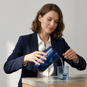 Pichet en résine marbrée bleue >6L, capacité personnalisable, design minimaliste, durable, écologique, compatible lave-vaisselle, pour boissons et fêtes - Product Image 1