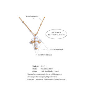 JINYOU 4290 <span class=keywords><strong>Collana</strong></span> di Lusso in Acciaio Inossidabile con Perla Naturale, Gioiello Elegante e Impermeabile per Signore - Product Image 6