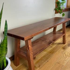 Banco de Entrada de Madera Maciza con Estante, Diseño Rústico, Zapatero, Tamaño Personalizable, Independiente - Product Image 5