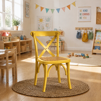 Chaise en bois rustique MULIGNA Industrial Bistro Bentwood pour événements, fêtes d'anniversaire, location, enfants, dossier croisé, pour hôtel, salon, école