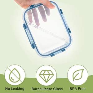 Contenants de stockage en verre pour cuisine et garde-manger, écologiques et compatibles micro-ondes, récipients modernes pour la préparation des repas, couvercles à clipser pour le déjeuner, étanches - Product Image 4