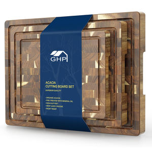 Ensemble de 3 planches à découper en bois d'acacia pré-oléées, extra larges, épaisses, antidérapantes, en bois de grain traversant, pour la préparation des repas en cuisine - Product Image 1