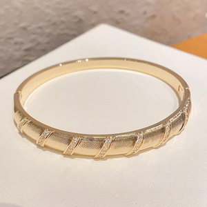 <b>Copper</b> Alloy Zircon <b>Bracelet</b> Gold Silver Color Women's Fashion Jewelry Gift Bangle With Buckle High End Luxurious Style - Product Image 2