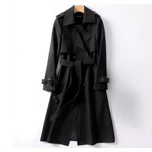 Manteau <span class=keywords><strong>trench</strong></span> long pour <span class=keywords><strong>femme</strong></span> en <span class=keywords><strong>kaki</strong></span> de haute qualité, vente en gros, automne-hiver, surdimensionné, logo personnalisé, double boutonnage - Product Image 4
