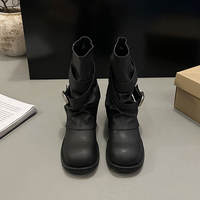 Bottines à talon compensé caché pour femme, en cuir vieilli, avec bride croisée et boucle, style western, 3 couleurs