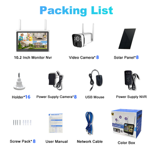 Sistema de Cámara de Seguridad CCTV de 8 Canales y 4MP, IP65, Visión Nocturna a Todo Color, Panel Solar, Cámara de Vigilancia Wifi, Kit NVR - Product Image 6