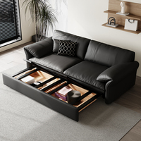 Canapé-lit en cuir PU avec grand espace de rangement, accoudoirs surdimensionnés, convertible, pour salon