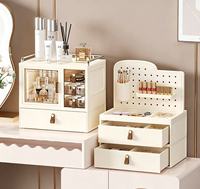 Boîte de rangement cosmétique de bureau haut de gamme avec tiroir à porte magnétique pour les produits de soin et de maquillage, organiseur de vanité