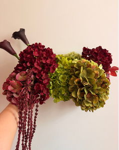 Boule de fleurs artificielle 60 cm rouge bordeaux et blanche, centre de table en soie, arrangement d'hortensias verts, décoration de <span class=keywords><strong>mariage</strong></span> faite à la main - Product Image 2