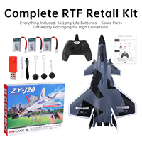Avion de chasse RC J20 avec 3 batteries, en mousse EPP, simulation d'avion télécommandé pour les amateurs