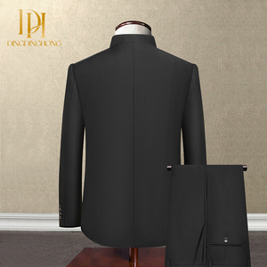 Costume Tang deux pièces pour homme, style chinois, col montant, robe <span class=keywords><strong>de</strong></span> mariage, costume Zhongshan à simple boutonnage - Product Image 2