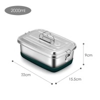 Grande taille 304 acier inoxydable Tiffin Bento boîte à lunch Double couche compartiment divisé enfant poignée micro-ondes Camping en plein air