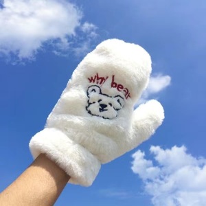 Guantes de invierno de felpa para mujer, diseño de oso lindo, gruesos y cálidos, para estudiantes, para montar en bicicleta, protección contra el frío - Product Image 3