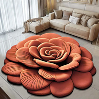 Tapis en Caoutchouc Personnalisable de Luxe, Design Imprimé en 3D, Sur Mesure, Motif Floral, pour Bureau et Maison