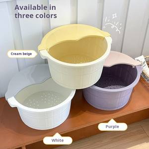 ポータブル折りたたみ式フットバスタブふた付きハンドル付きホームスパと旅行用アウトドアウォーター機能 - Product Image 4