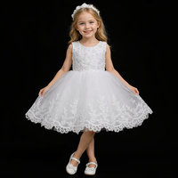 Gaun Pesta Anak Perempuan Elegan D9176 dengan Tali di Belakang, untuk Pernikahan, Pengiring Pengantin, Kontes Kecantikan, dan Pengiring Bunga