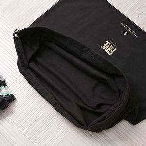Black Cotton Printed Canvas Drawstring <b>Bag</b> <b>Hat</b> Dust <b>Bag</b> - Product Image 2