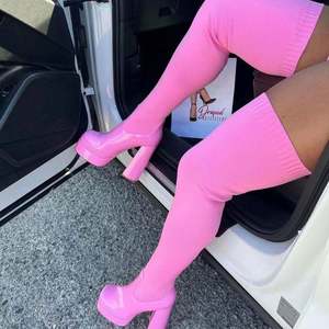 Autunno e inverno lana testa rotonda tacco spesso sopra il ginocchio <span class=keywords><strong>stivali</strong></span> da donna di grandi dimensioni caldo elastico calze <span class=keywords><strong>stivali</strong></span> - Product Image 2