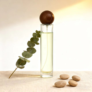 Botella de Perfume de vidrio <span class=keywords><strong>delgado</strong></span> <span class=keywords><strong>Delgado</strong></span> 30ml 50ml 100mL <span class=keywords><strong>Atomizador</strong></span> de niebla fina recargable para embalaje cosmético de fragancia con tapa de madera - Product Image 3