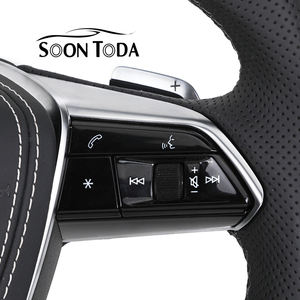 พวงมาลัยหุ้มหนังคาร์บอนไฟเบอร์แบบเจาะรูครึ่งเดียวสำหรับรถ <span class=keywords><strong>Audi</strong></span> A7 <span class=keywords><strong>A3</strong></span> A4 B8.5 A5 A6 C7 C8 S3 S4 S5 B9 RS3 8V RS7 - Product Image 4