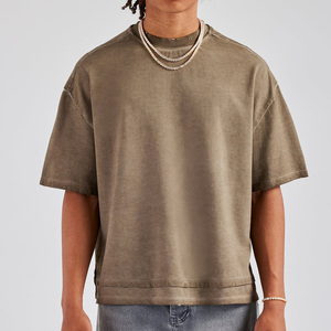 Camiseta de algodón puro personalizada de fabricante con cuello redondo Impresión en blanco Camiseta transpirable de gran tamaño para hombre - Product Image 1