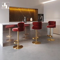 Chaise de bar dorée de style moderne, bistrot, café, hôtel restaurant, chaise haute de luxe à structure métallique et cuir, meubles ajustables