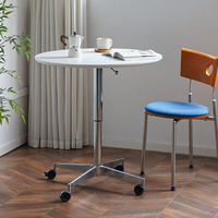 Table basse mobile avec élévateur hydraulique réglable, table à manger 4 places, table d'appoint pour canapé de salon, plateau en placage de bois nordique, métal