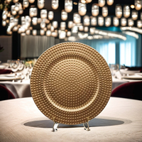 Plateau à fruits en plastique doré de style vintage de 13 pouces, plateau de service moderne de luxe pour la maison, ensemble de plats à dîner, utilisation en cuisine et pour les fêtes